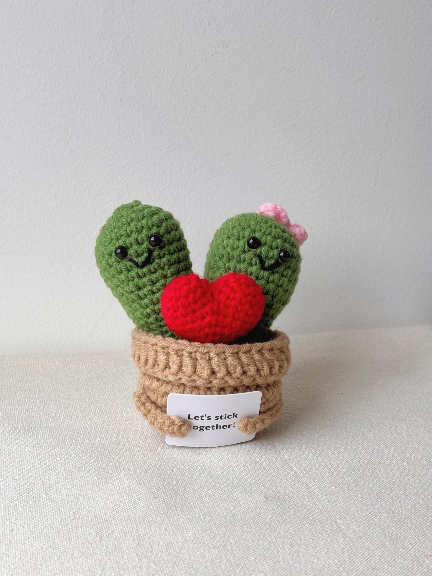 Cactus Heart Crochet Pot - Crochera