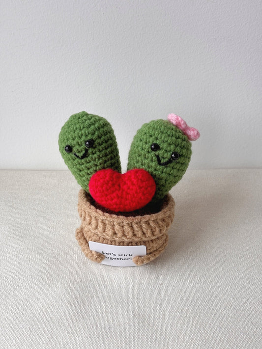 Cactus Heart Crochet Pot - Crochera