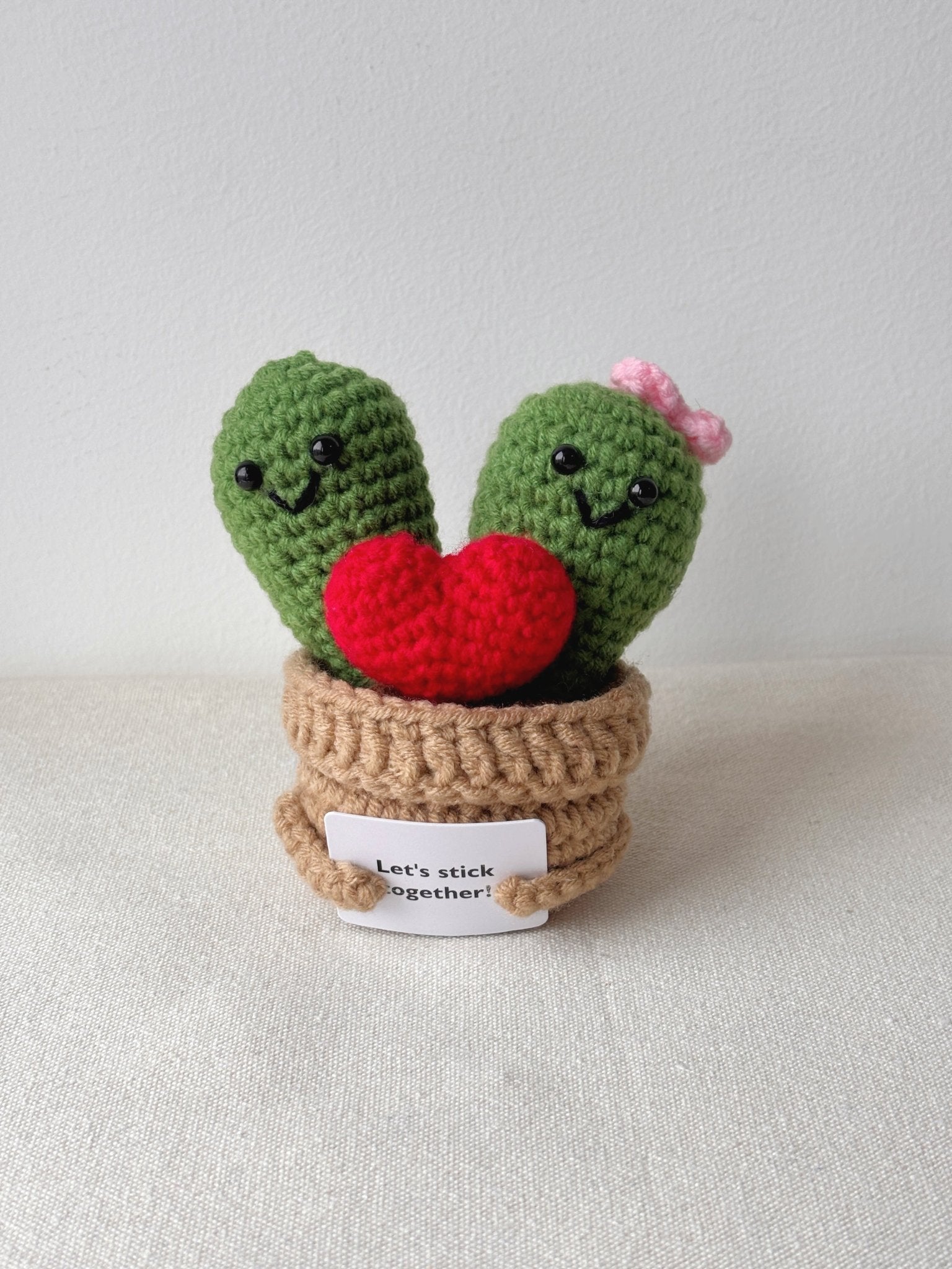 Cactus Heart Crochet Pot - Crochera