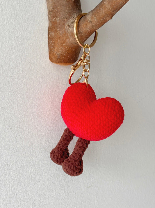 Crochet Dangling - Leg Heart Keychain - Crochera