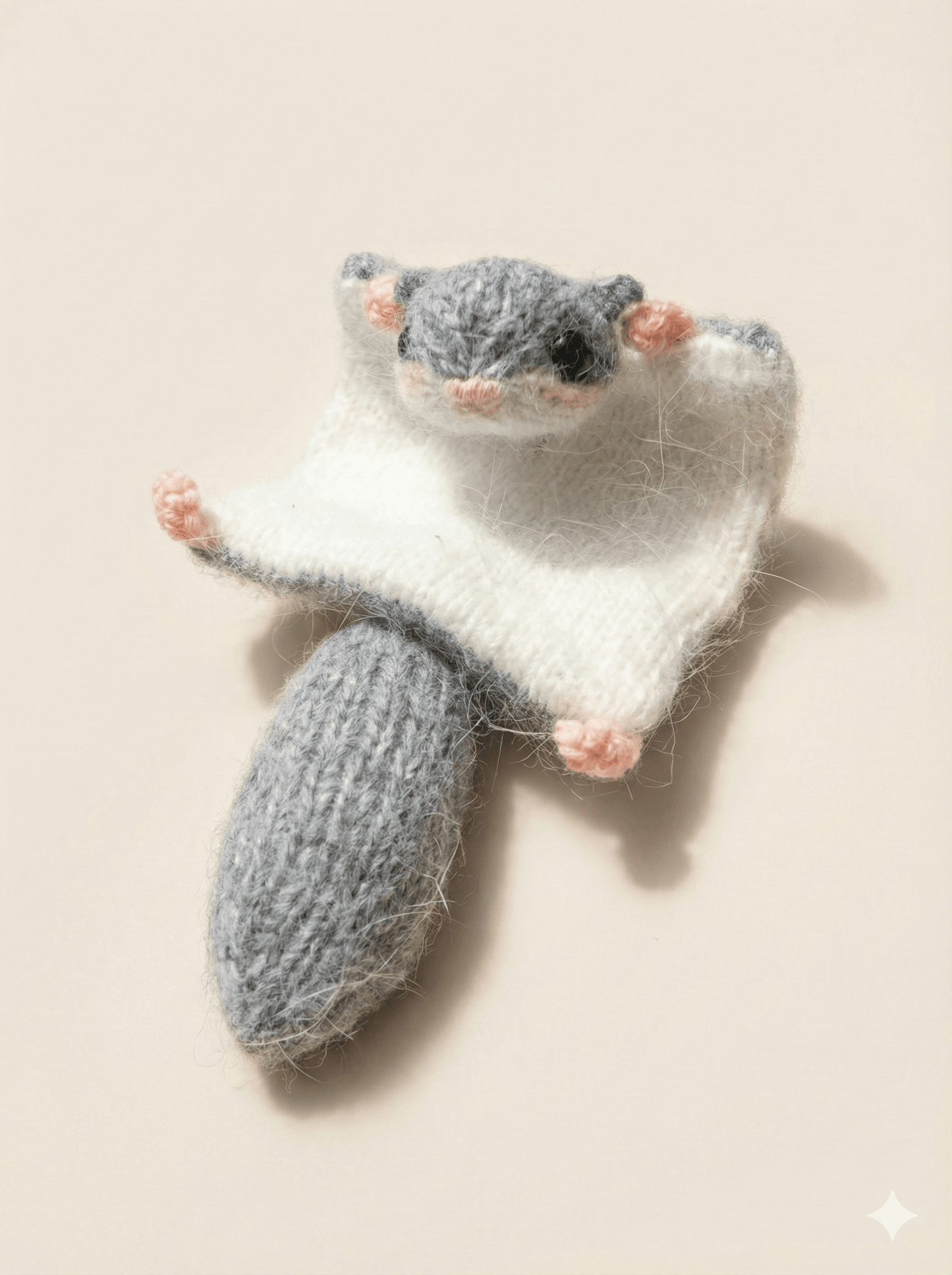 Crochet Flying Squirrel Brooch / Hanging Charm - Crochera