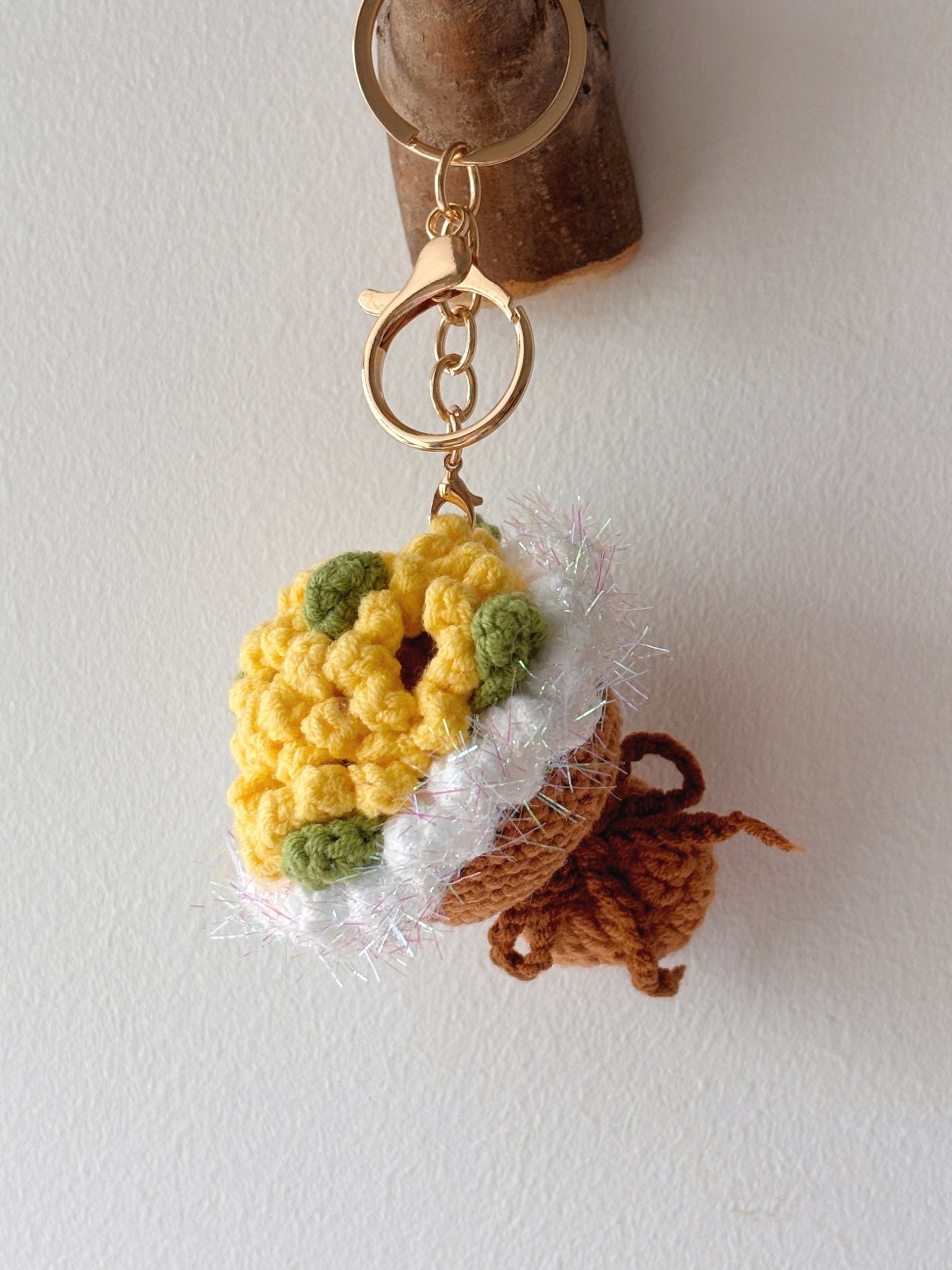 Crochet Mini Sunflower Brown Bow Bouquet - Crochera