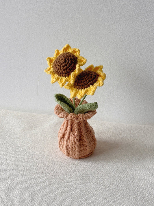 Crochet Mini Sunflowers in Vase - Crochera