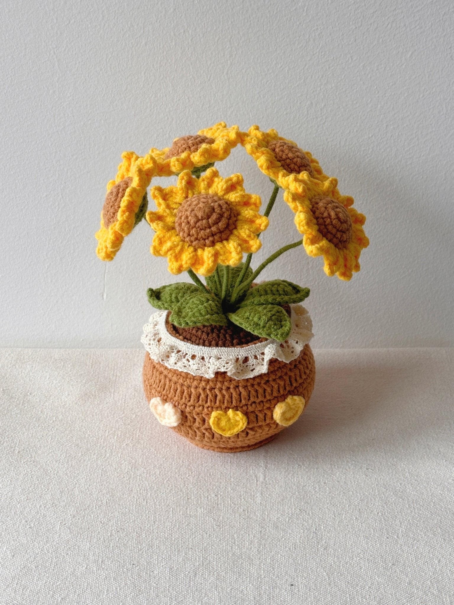 Crochet Small Sunflowers in Pot - Crochera