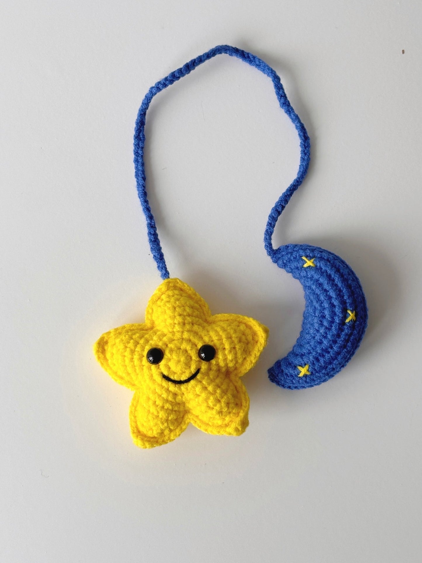 Crochet Star & Moon Hanging Charm - Crochera