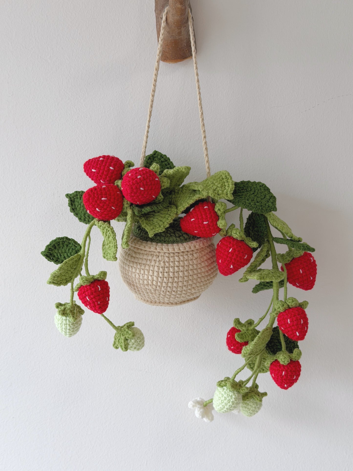 Crochet Strawberry Hanging Planter