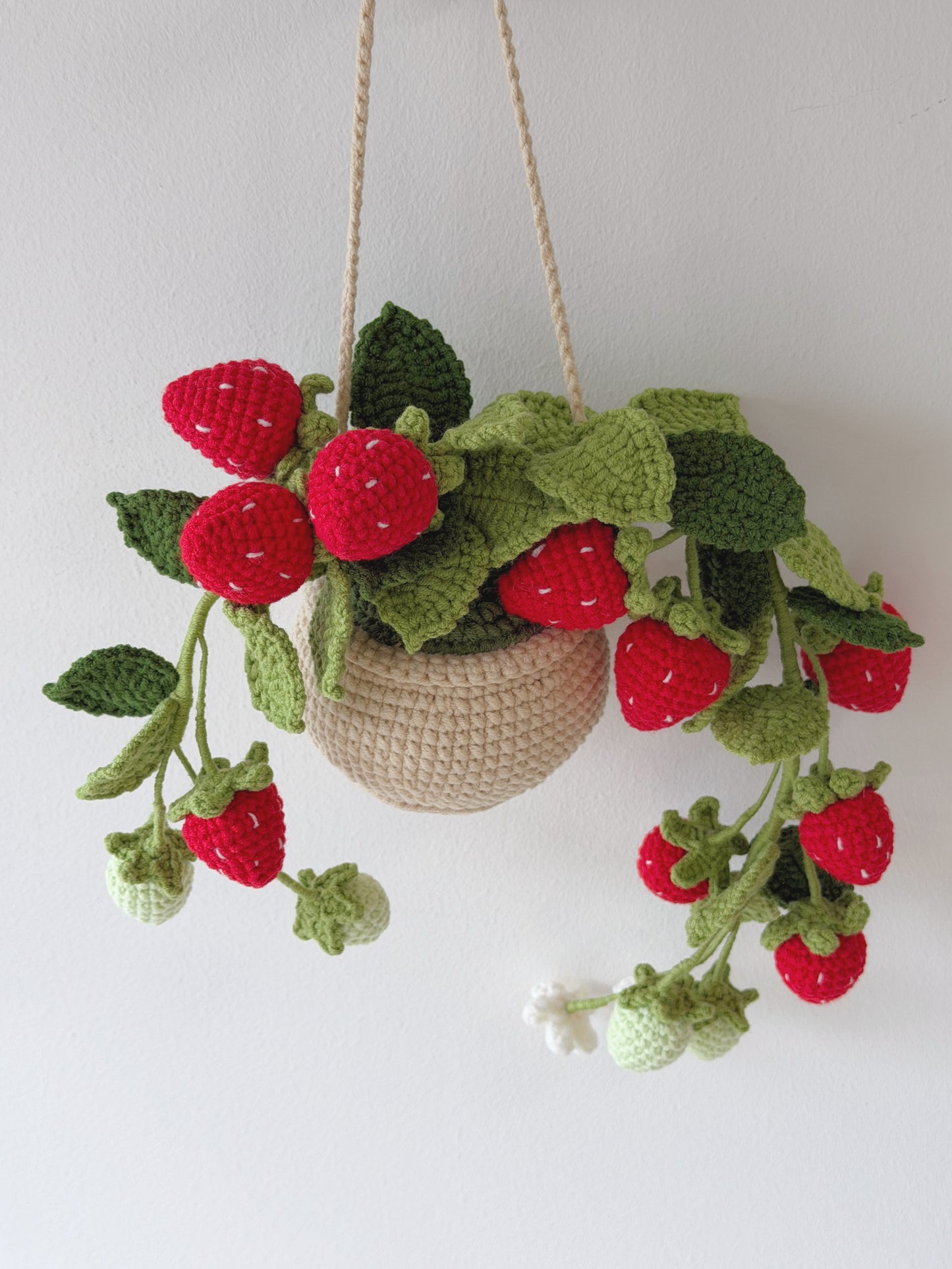 Crochet Strawberry Hanging Planter