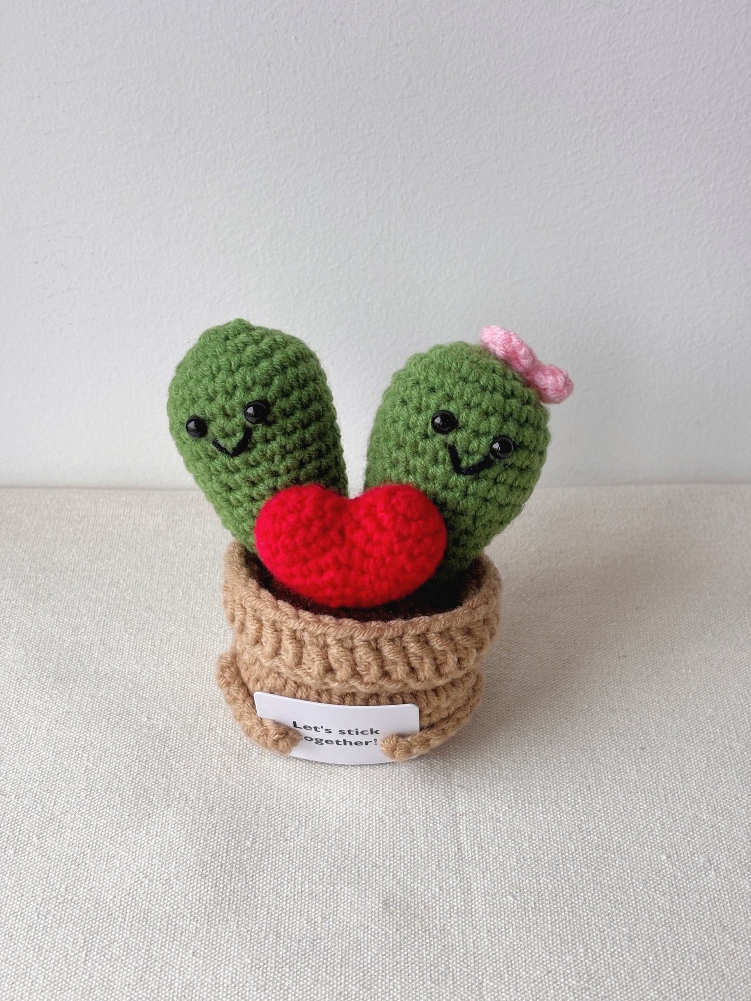 Cactus Heart Crochet Pot - Crochera