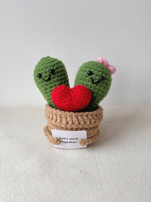 Cactus Heart Crochet Pot - Crochera