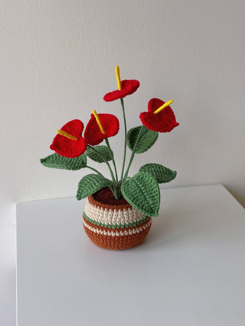 Crochet Anthurium Potted Plant - Crochera