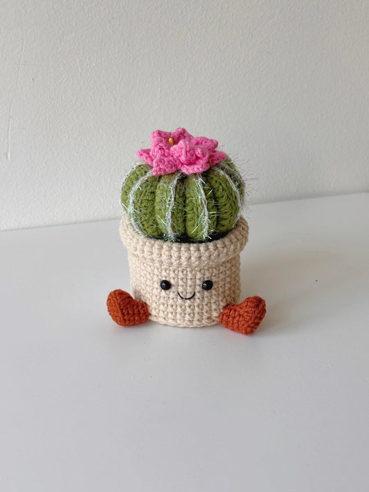 Crochet Blooming Cactus Pot – Smiling Desk Decor - Crochera