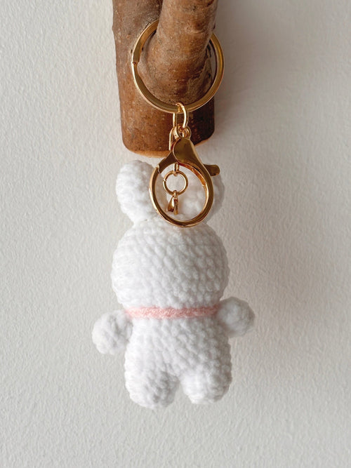Crochet Cherry Apron Bunny Keychain - Crochera