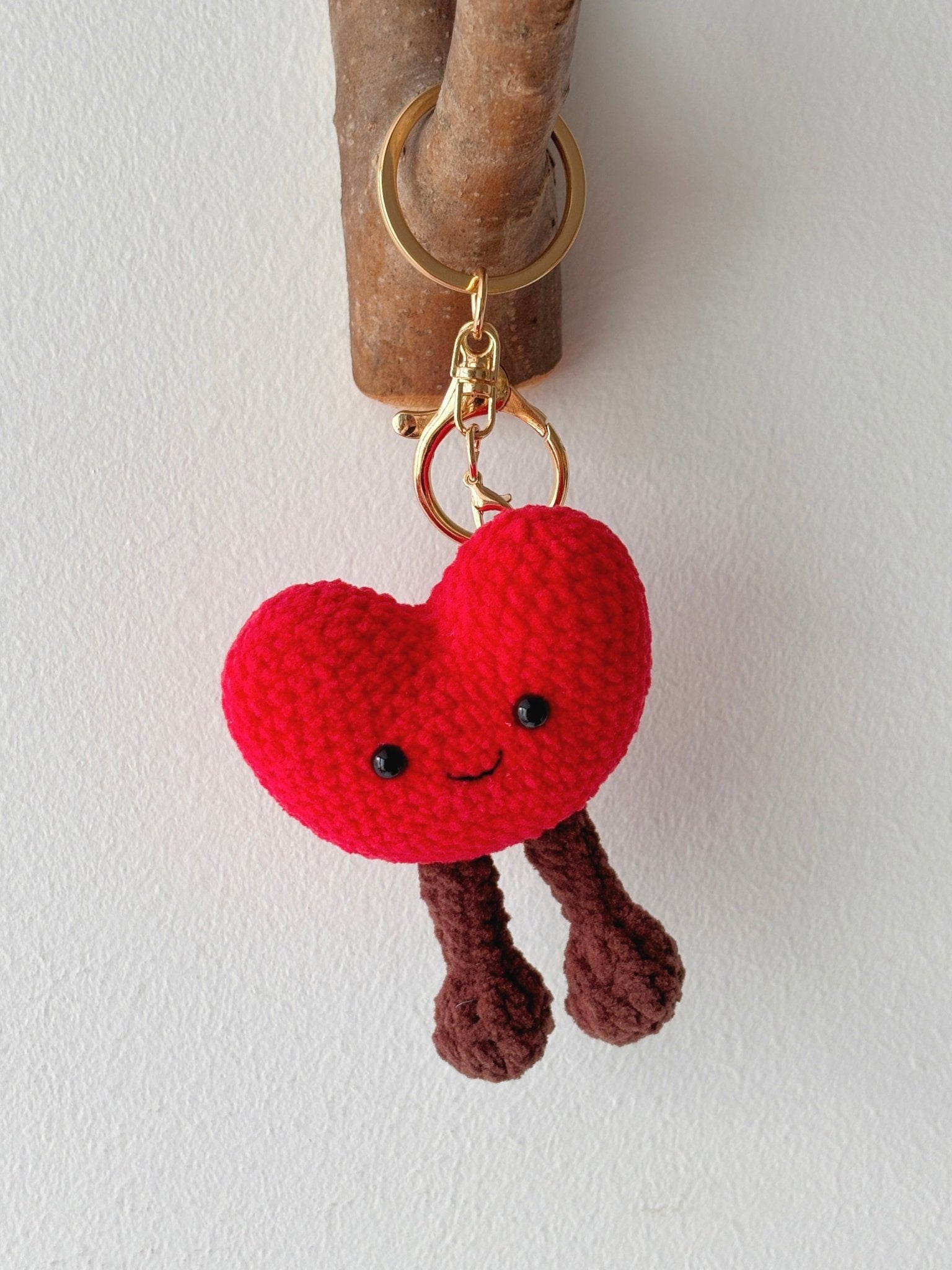 Crochet Dangling - Leg Heart Keychain - Crochera