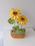 Crochet Double Sunflower Potted Plant with Mushrooms - Crochera