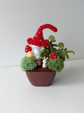 Crochet Enchanted Mushroom Garden Potted Plant - Crochera