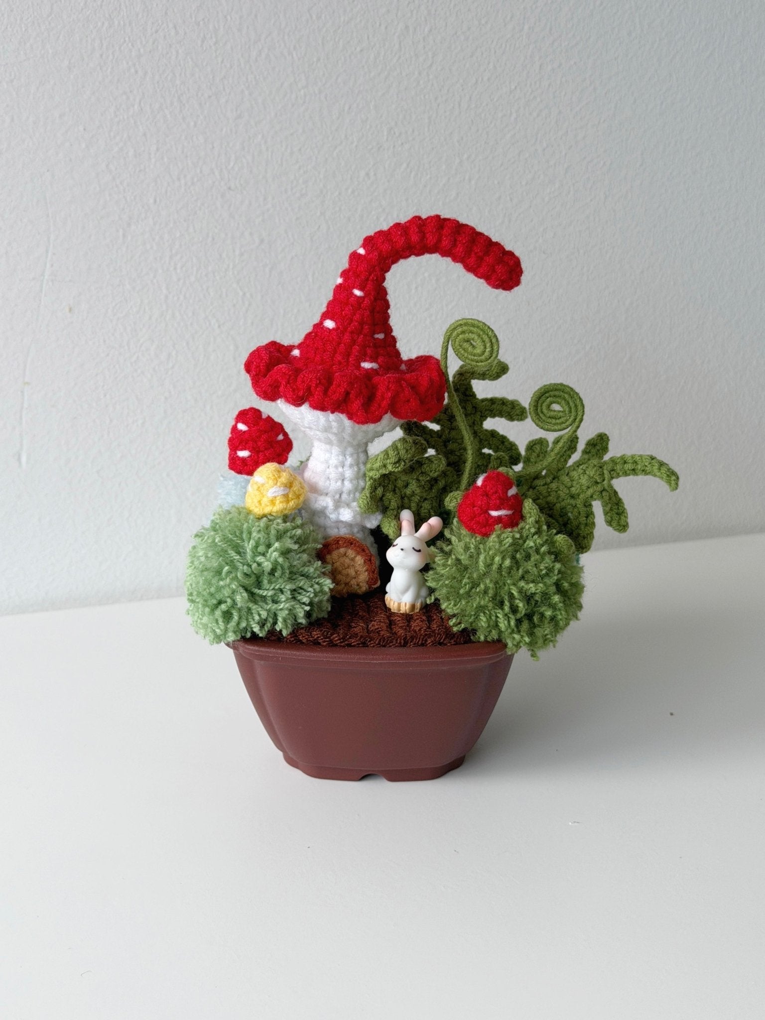 Crochet Enchanted Mushroom Garden Potted Plant - Crochera