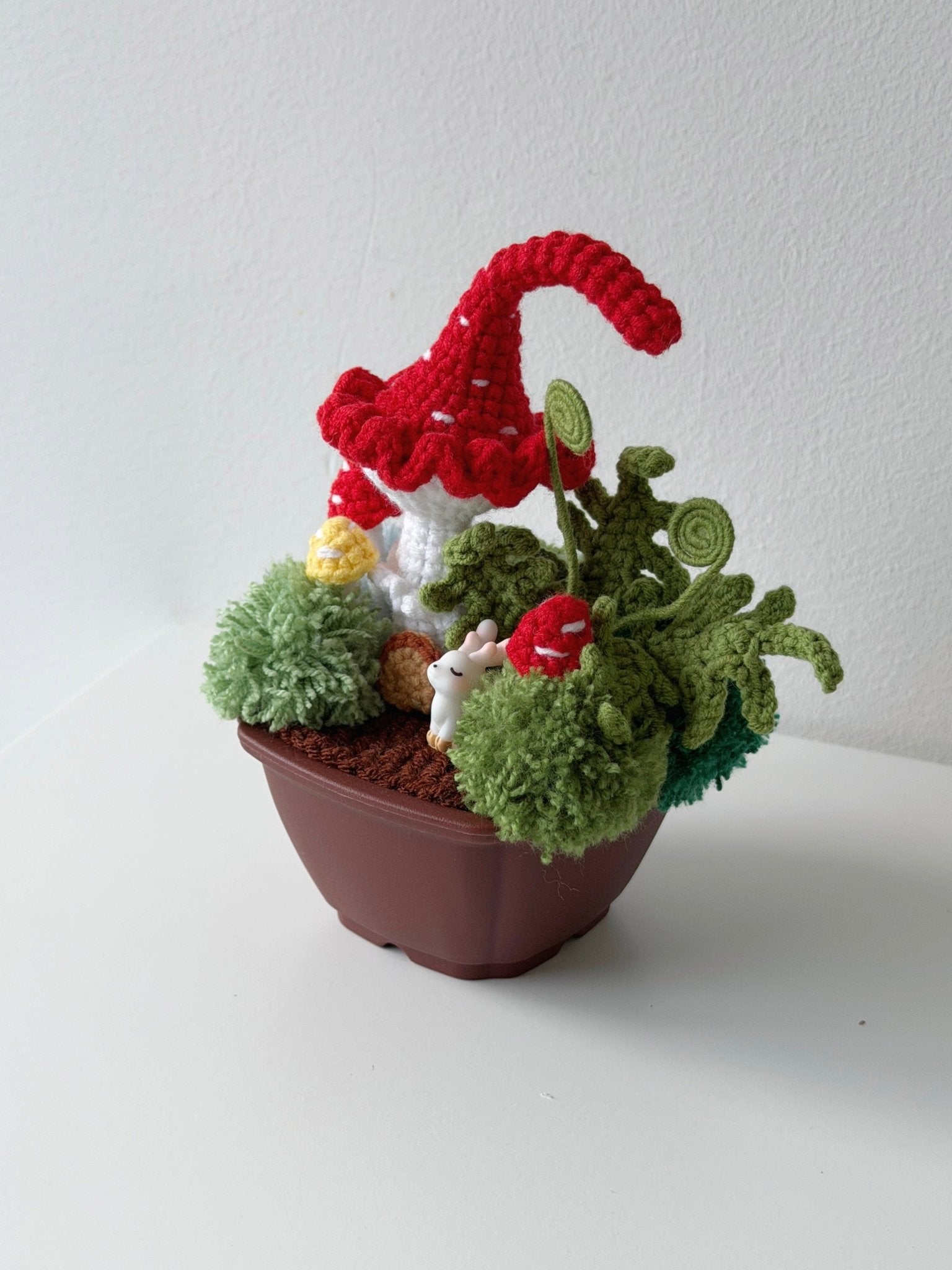 Crochet Enchanted Mushroom Garden Potted Plant - Crochera