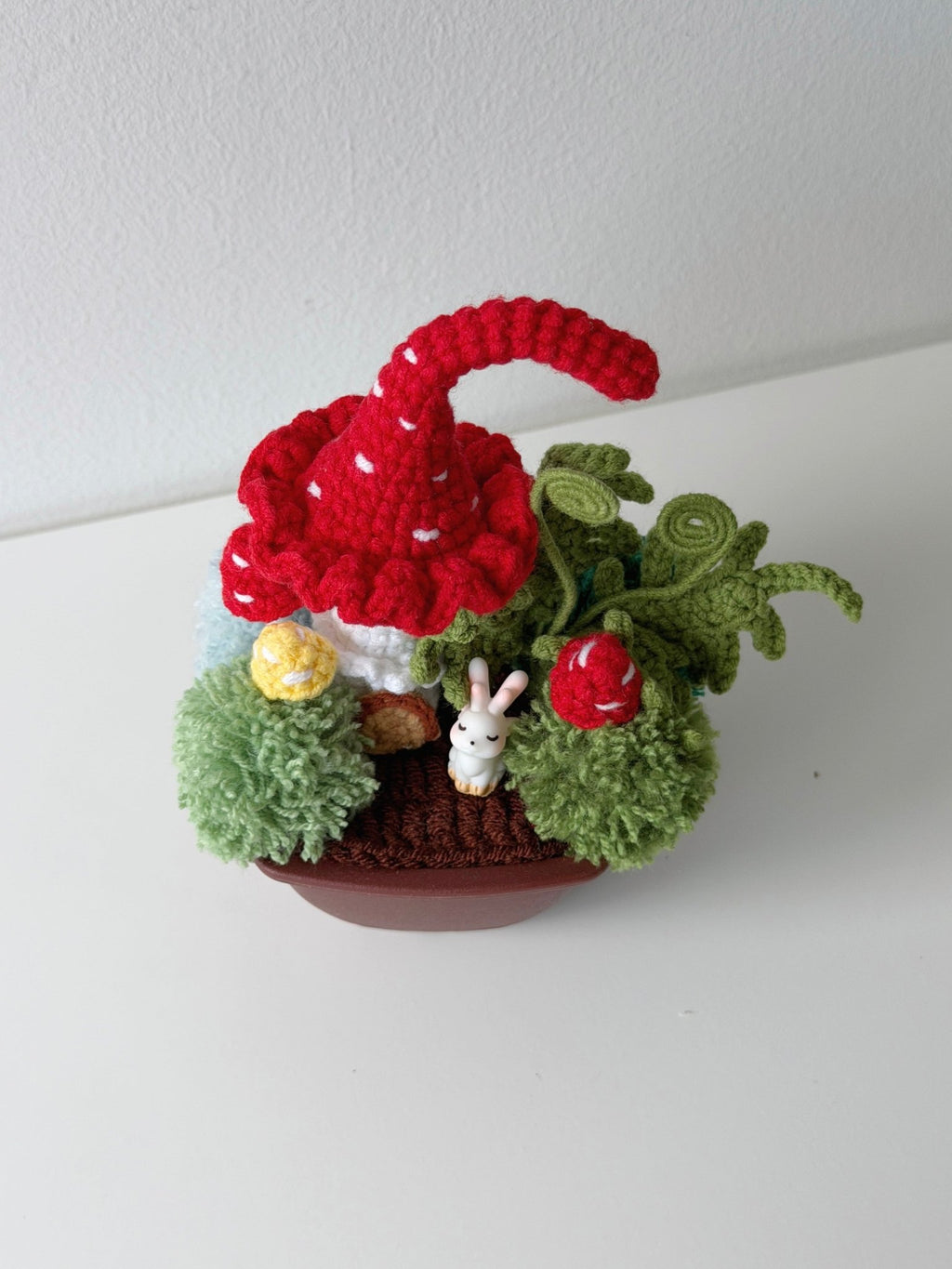 Crochet Enchanted Mushroom Garden Potted Plant - Crochera