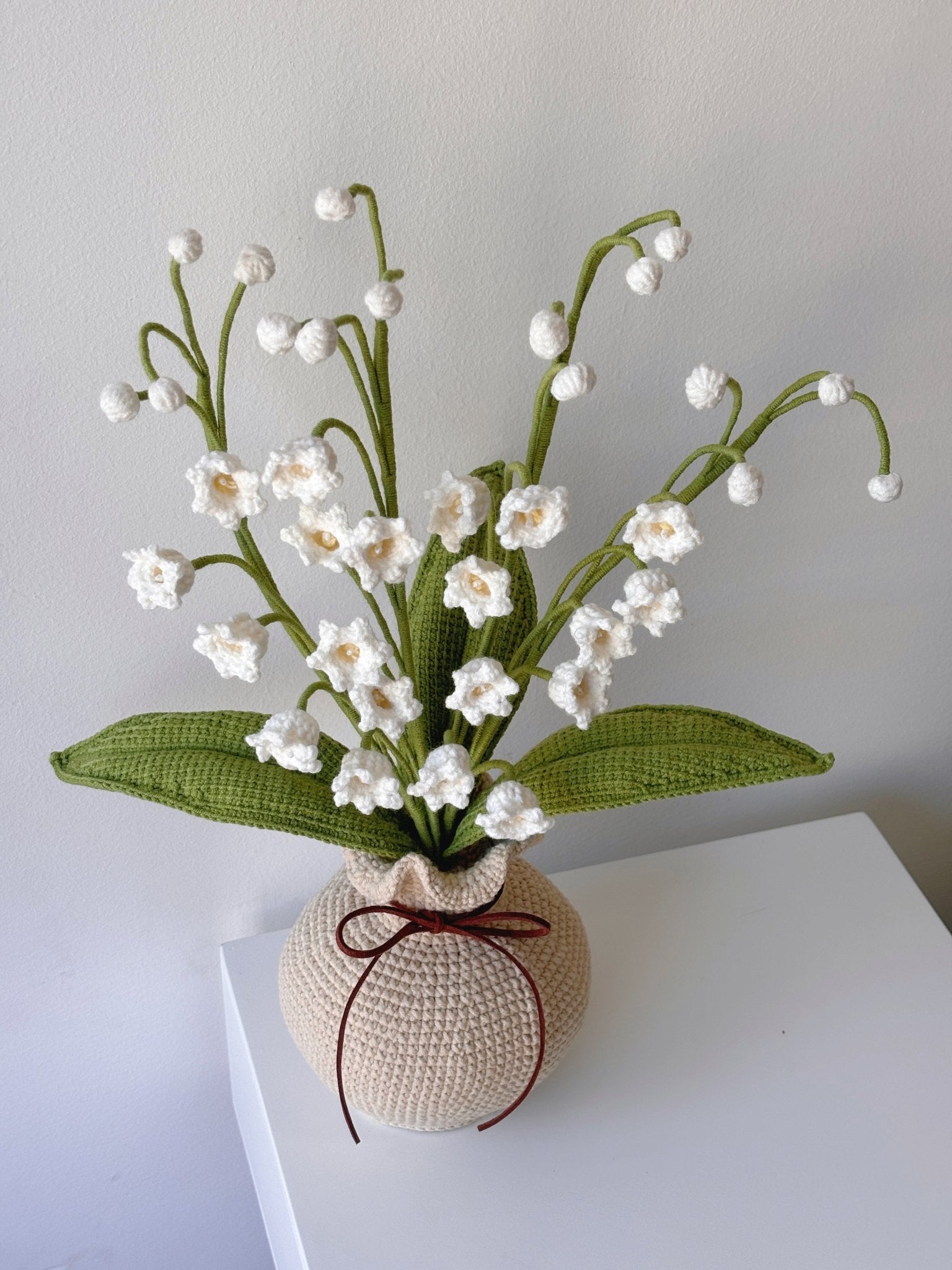 lily of the valley flower crochet pattern Handmade Crochet Lily of the Valley Potted Plant (Large)
