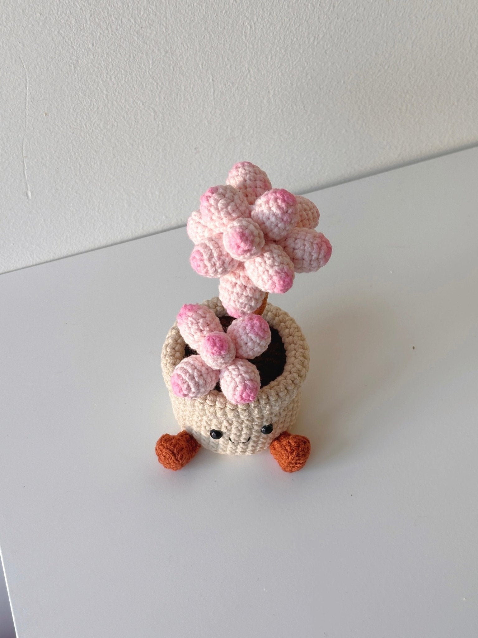 crochet mini potted plant Crochet Mini Pink Succulent Potted Plant
