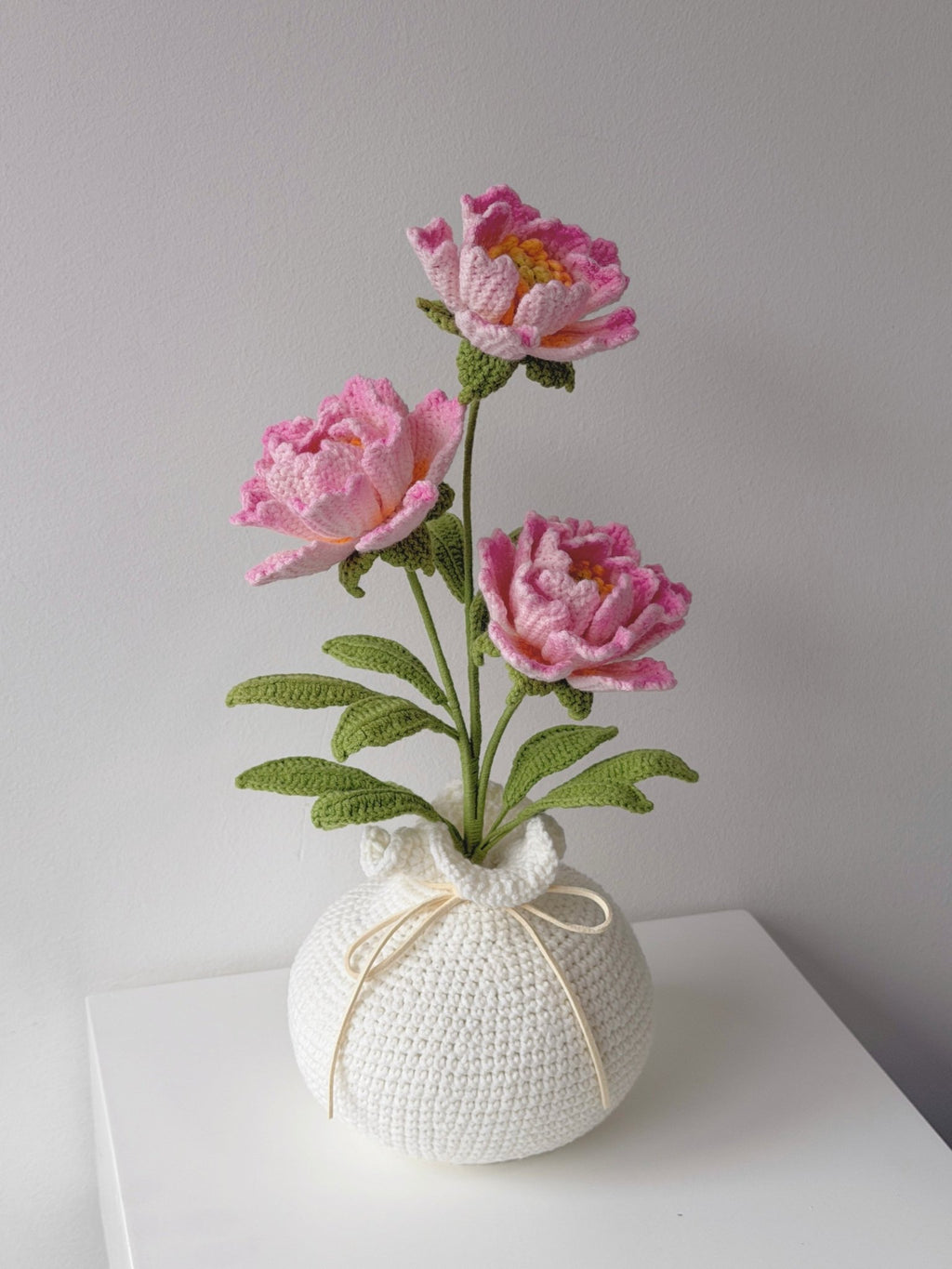 Crochet Peony Potted Plant - Crochera