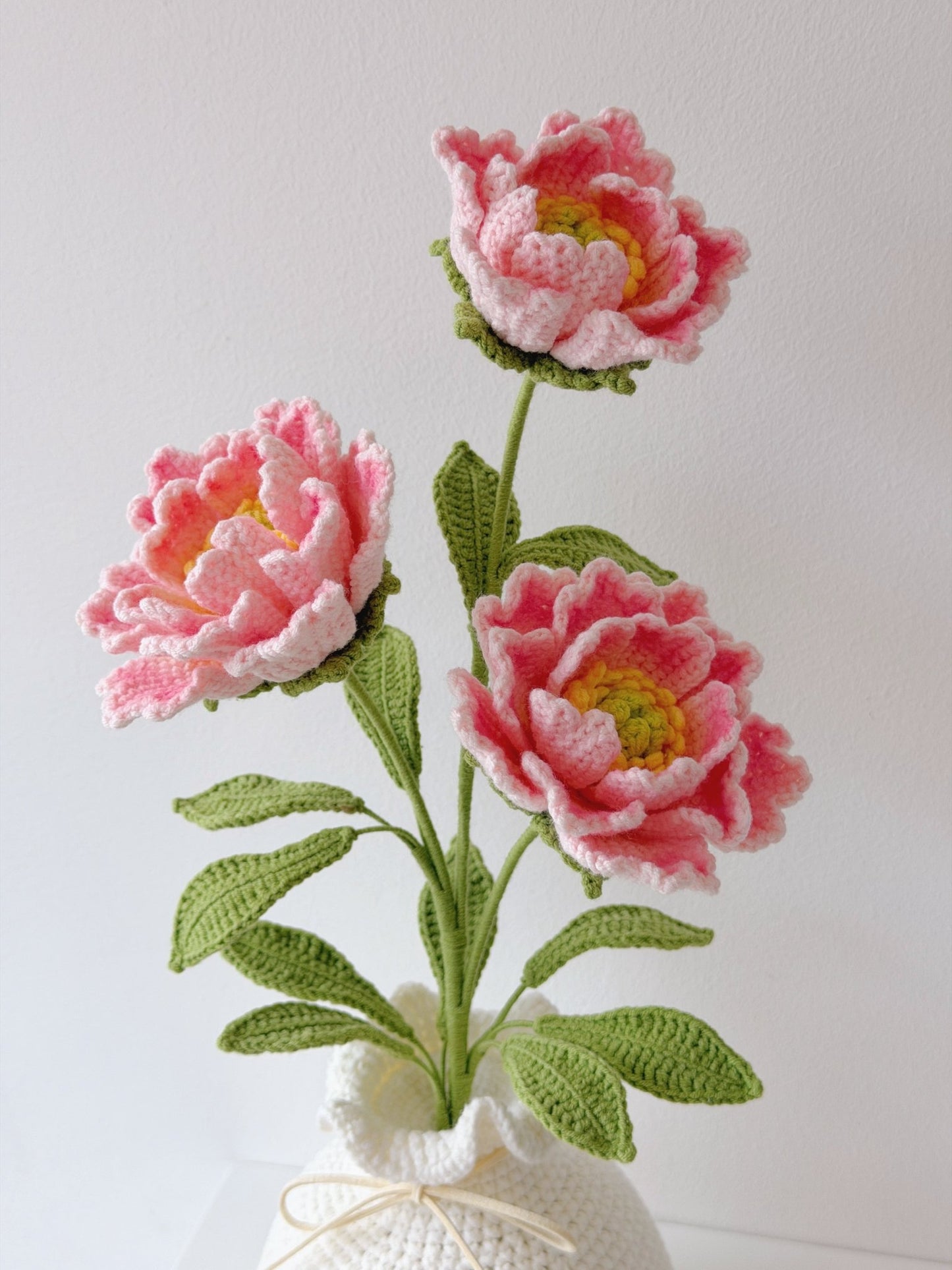 Crochet Peony Potted Plant - Crochera