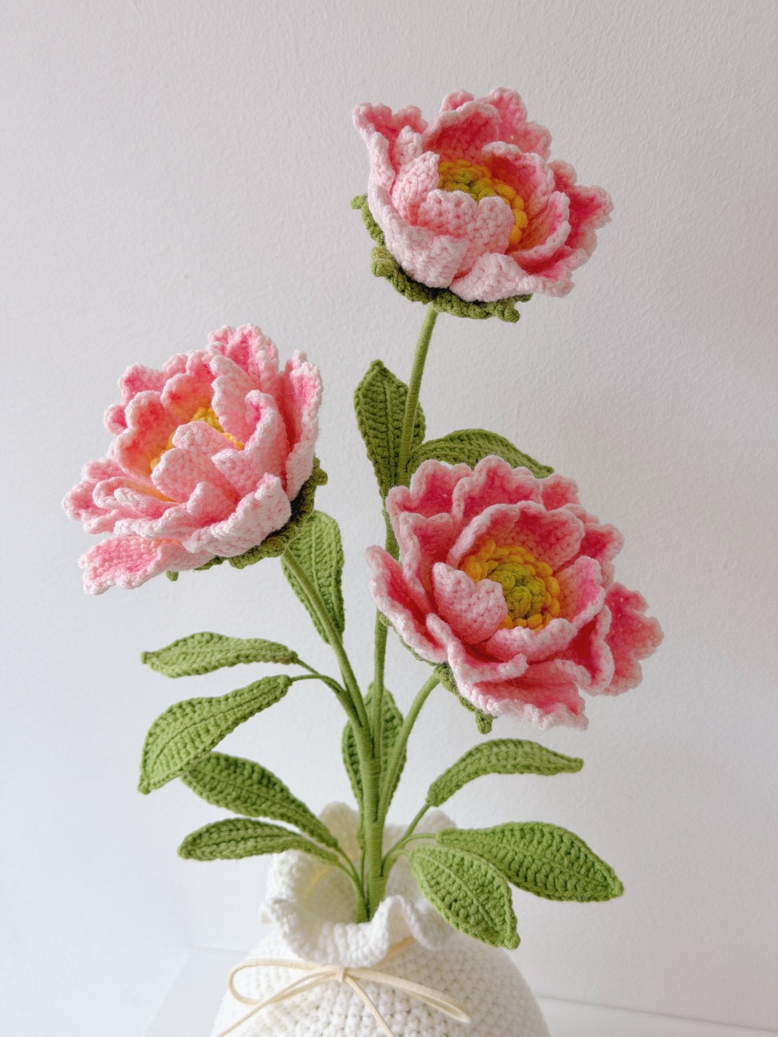 Crochet Peony Potted Plant - Crochera