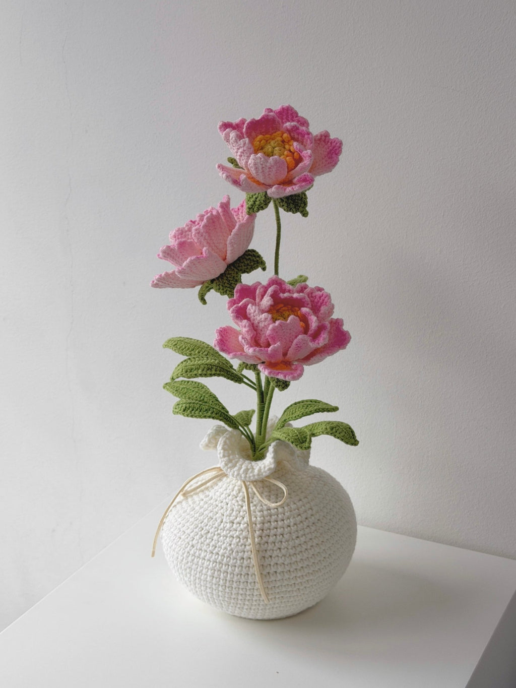Crochet Peony Potted Plant - Crochera