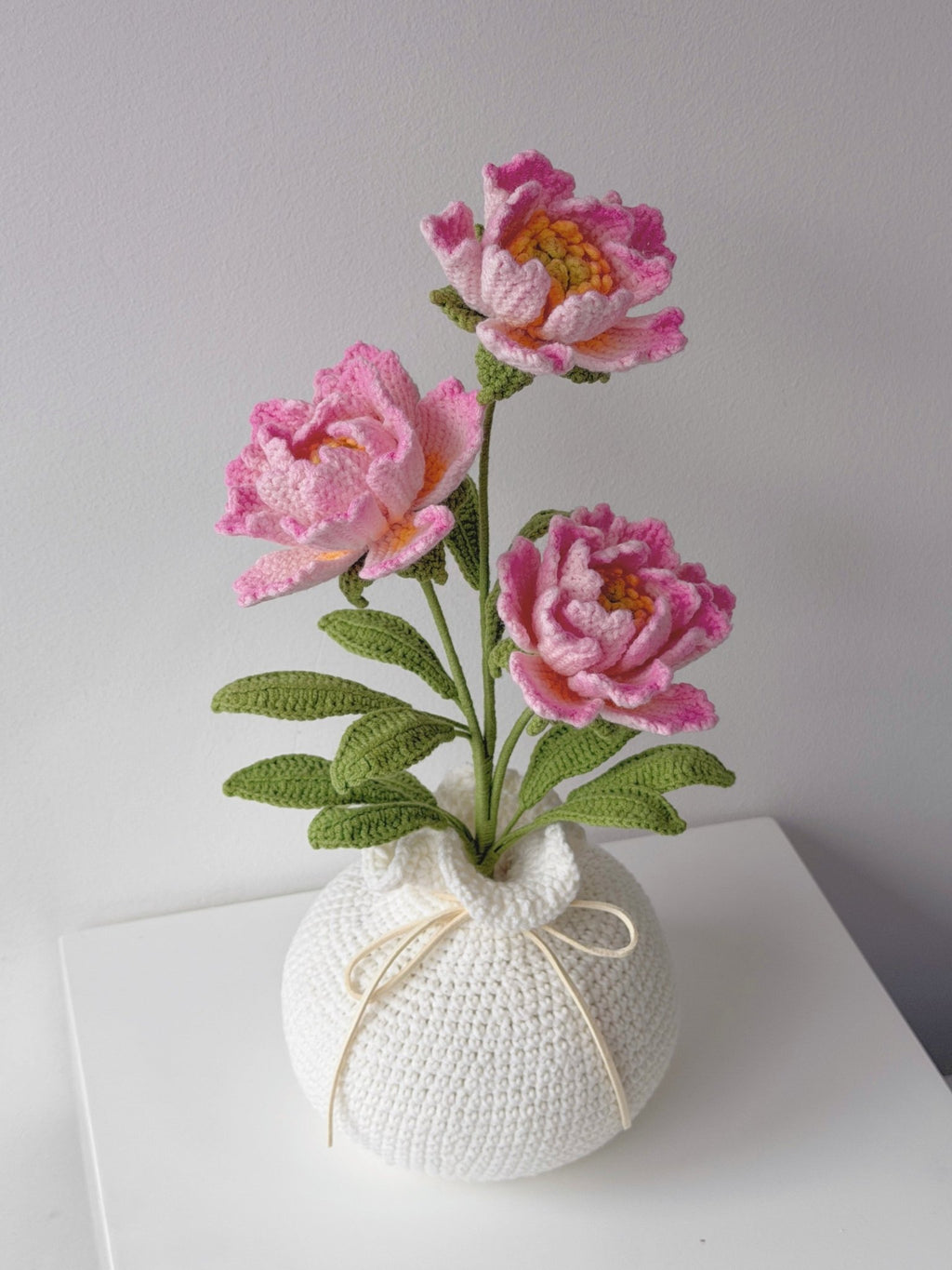 Crochet Peony Potted Plant - Crochera