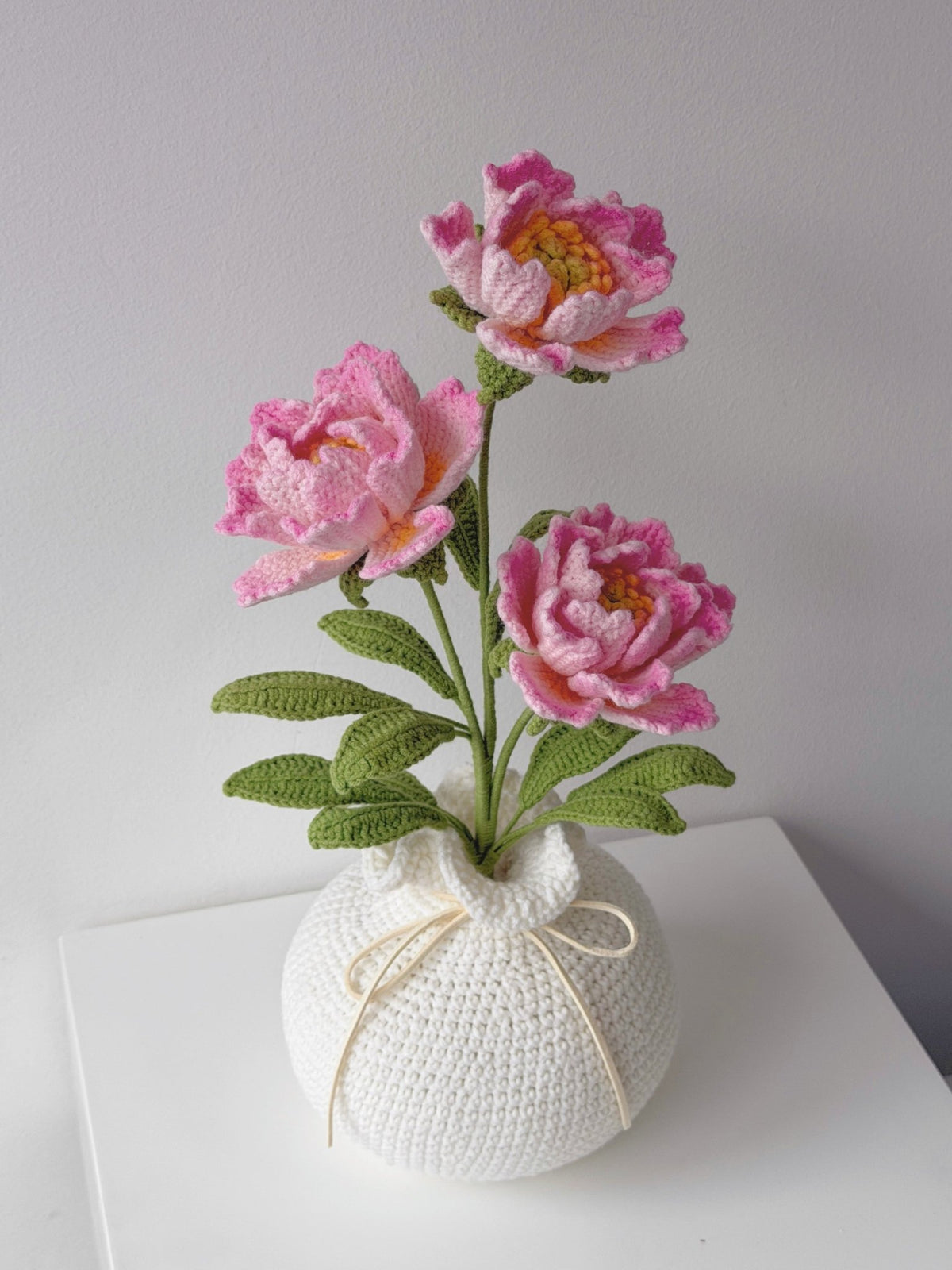 Crochet Peony Potted Plant - Crochera