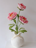 Crochet Peony Potted Plant - Crochera
