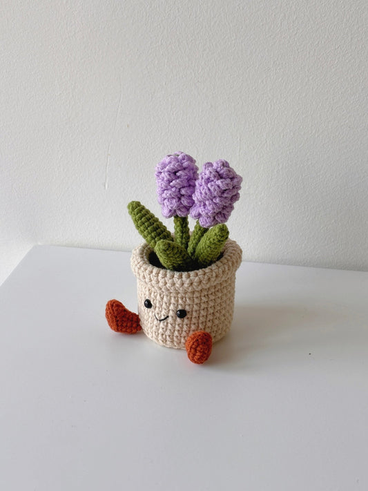 Crochet Purple Hyacinth Potted Plant - Crochera