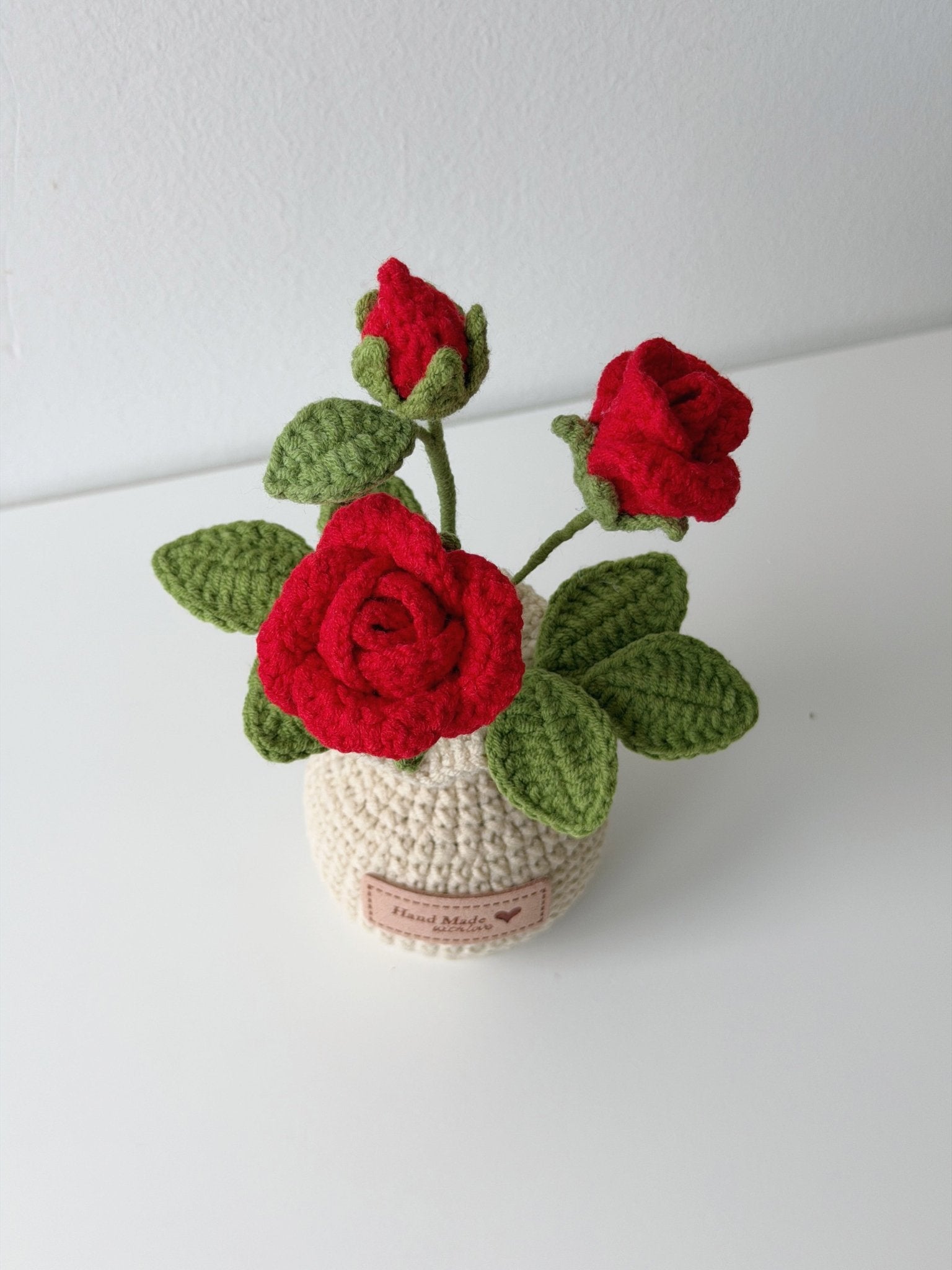 Crochet Rose Flower Potted Plant - Crochera
