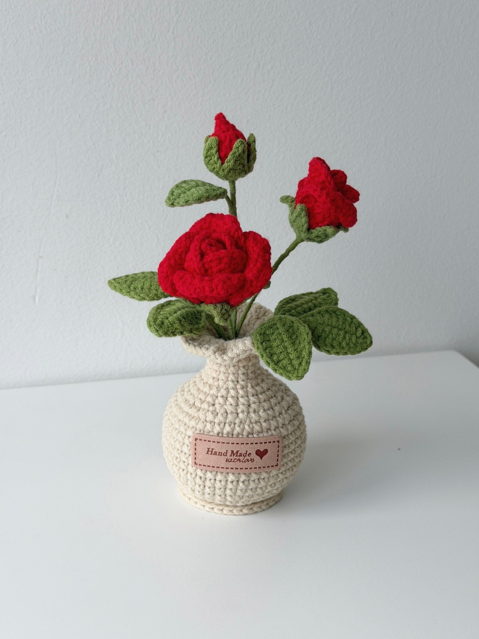 Crochet Rose Flower Potted Plant - Crochera