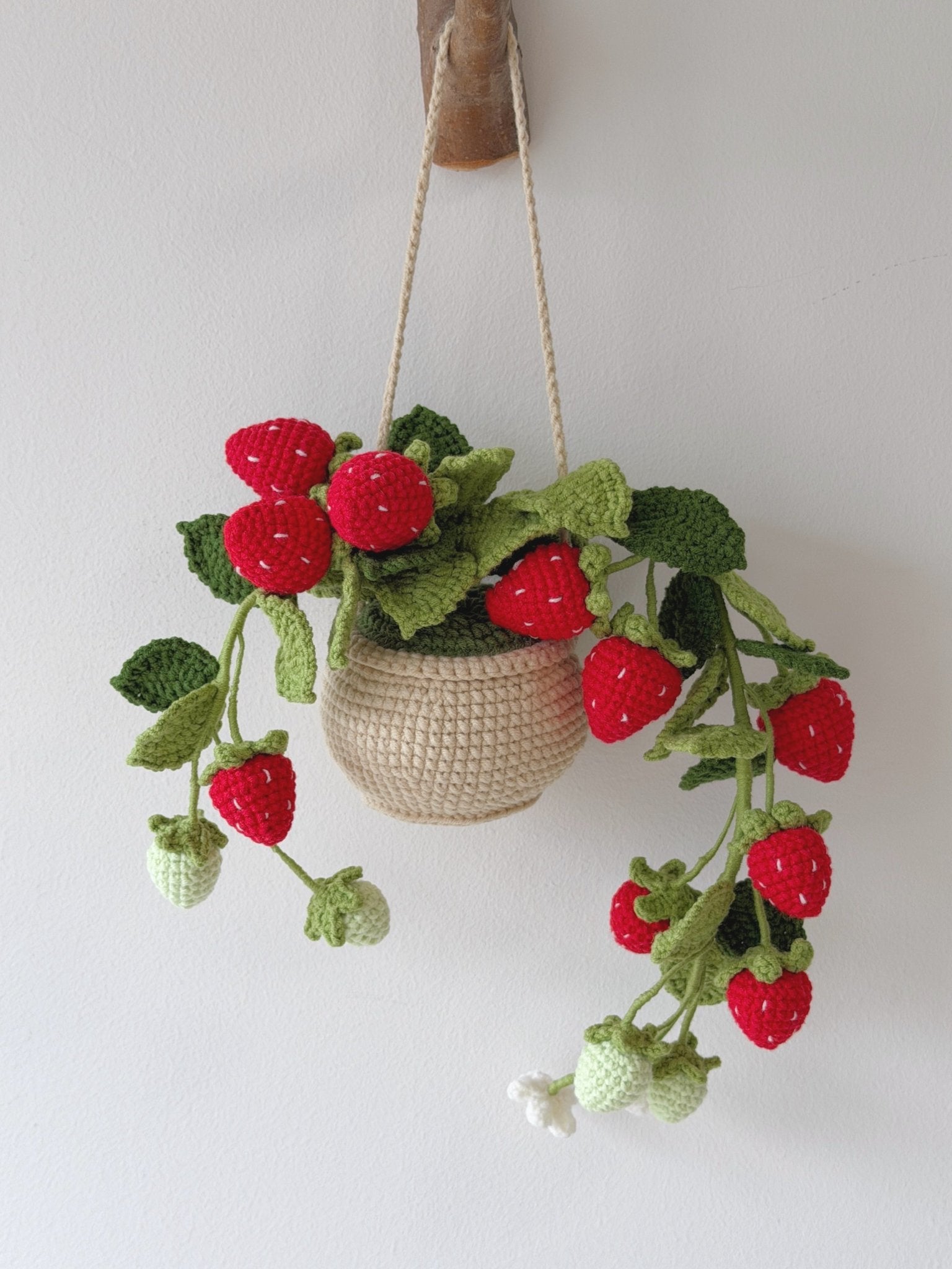 Crochet Strawberry Hanging Planter - Crochera