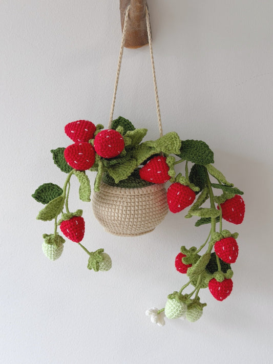 Crochet Strawberry Hanging Planter - Crochera