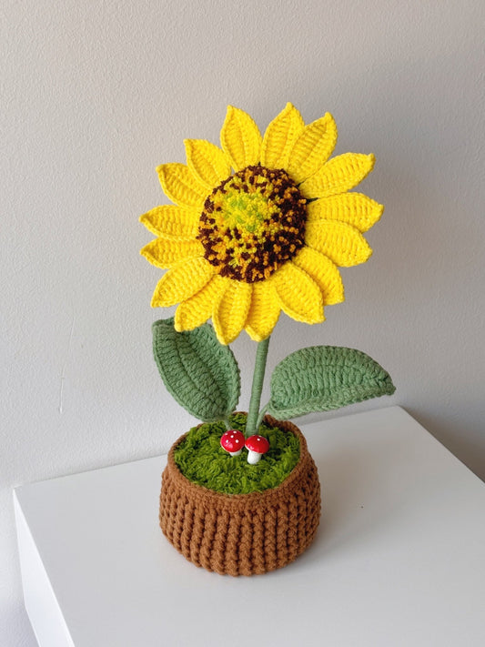 Crochet Sunflower Pot - Crochera