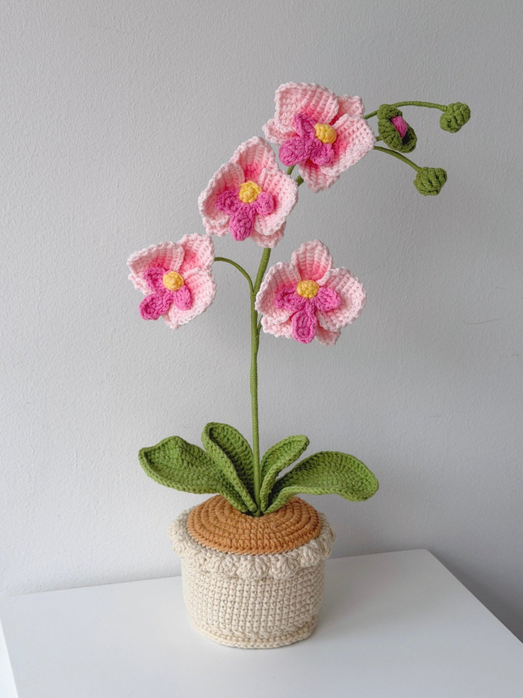 Crochet Tall Phalaenopsis Orchid Potted Plant - Crochera