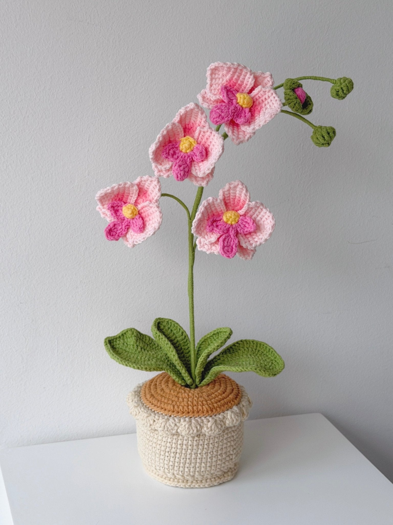 Crochet Tall Phalaenopsis Orchid Potted Plant - Crochera