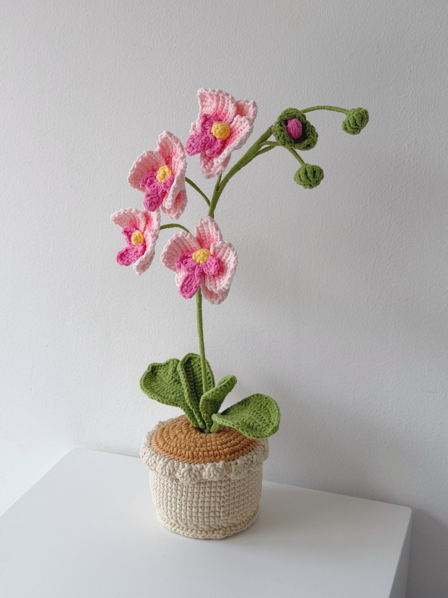 Crochet Tall Phalaenopsis Orchid Potted Plant - Crochera