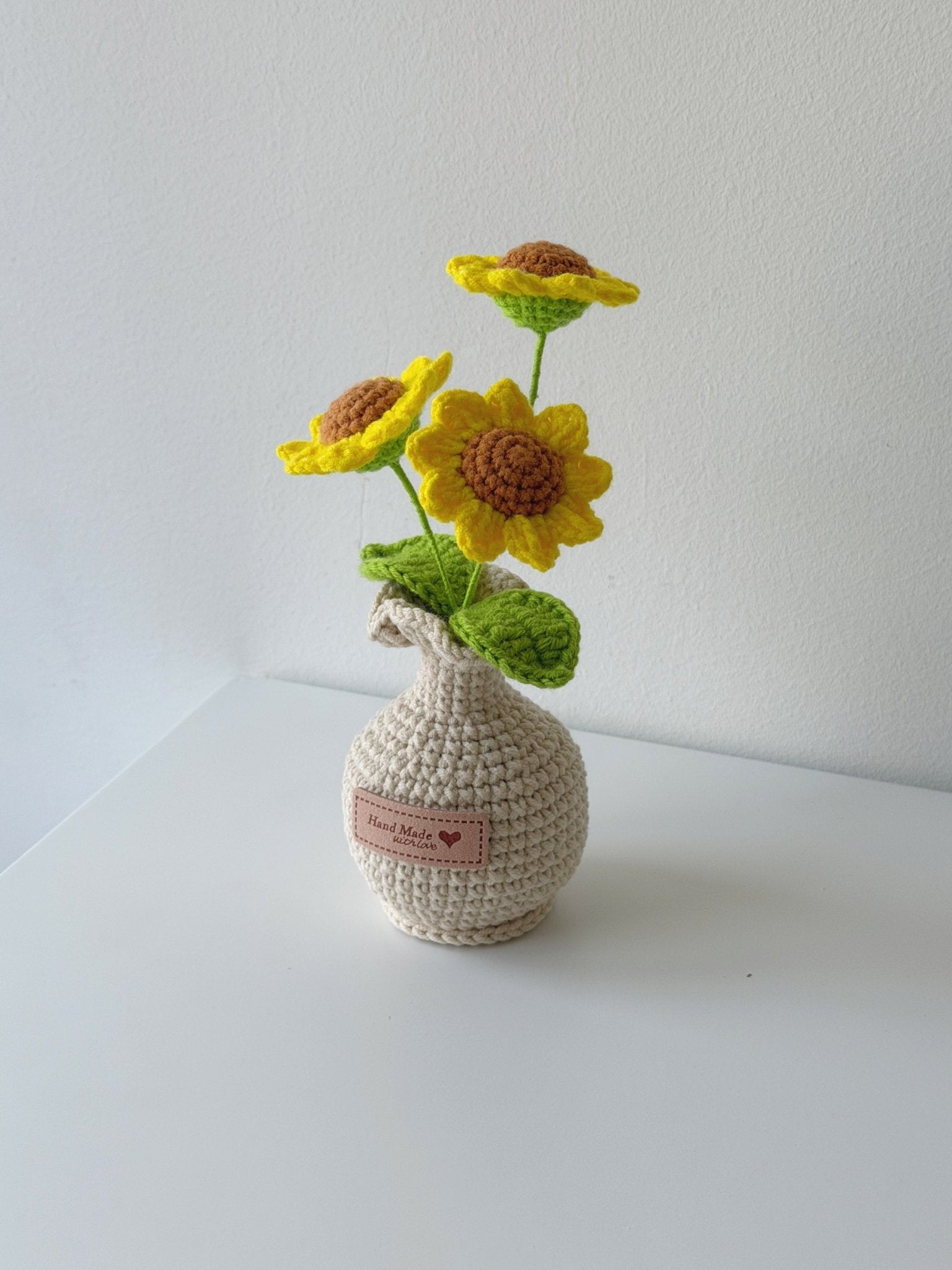 Crochet Three Bloom Sunflower Potted Plant - Crochera