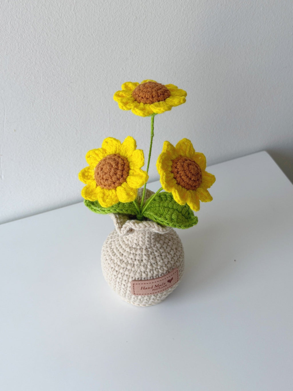 Crochet Three Bloom Sunflower Potted Plant - Crochera