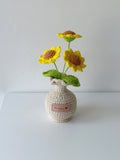 Crochet Three Bloom Sunflower Potted Plant - Crochera