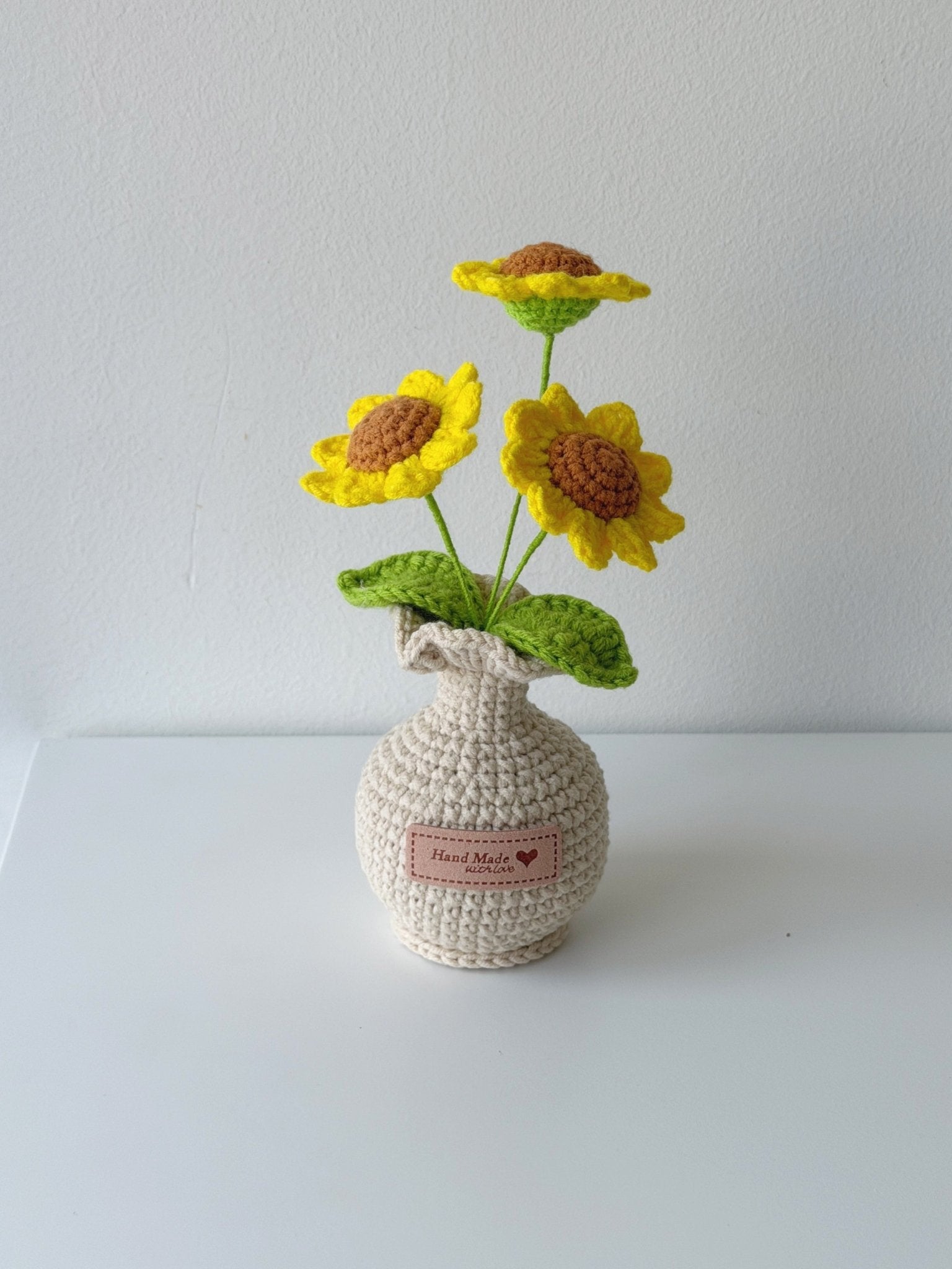 Crochet Three Bloom Sunflower Potted Plant - Crochera