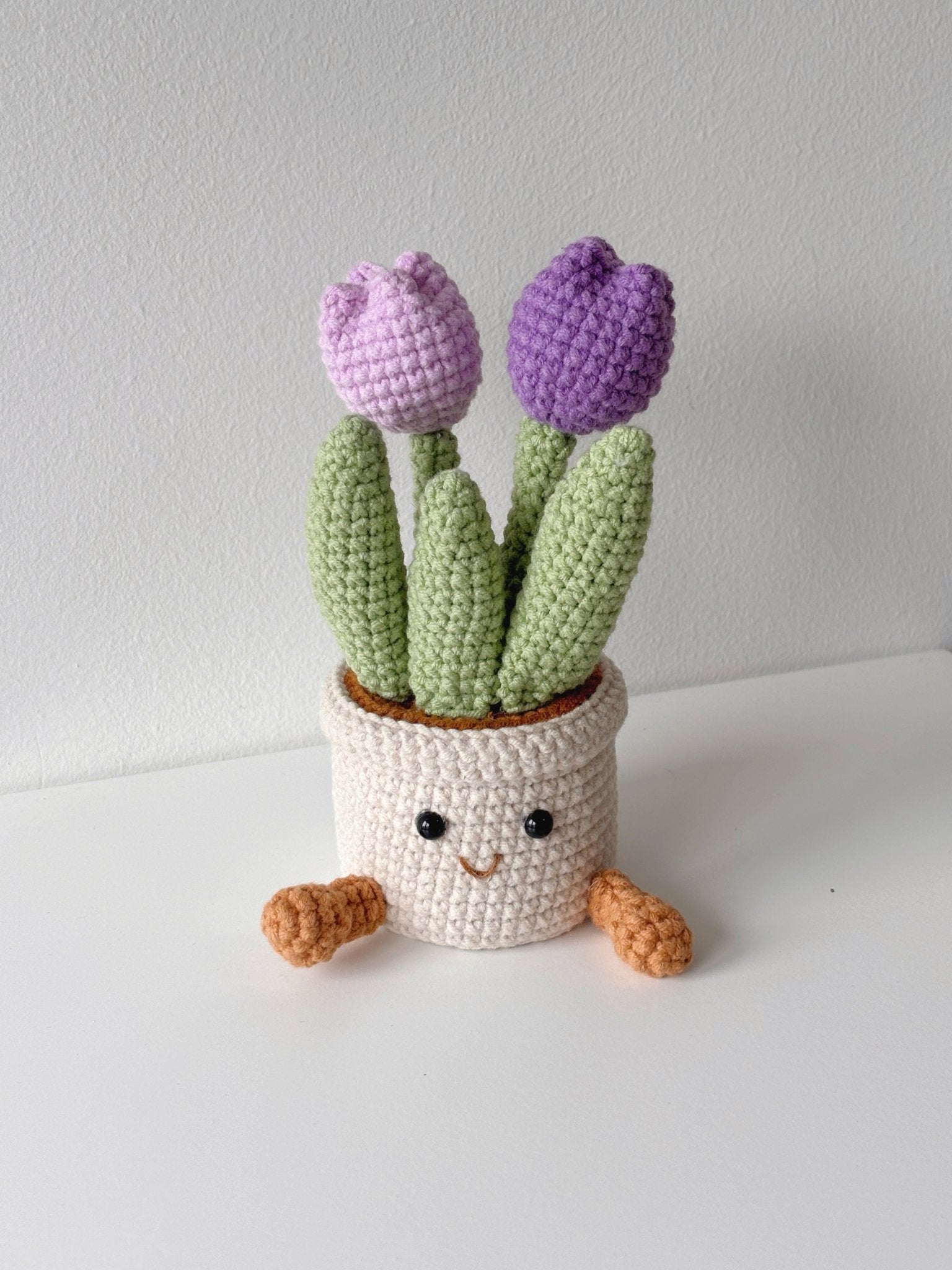 Crochet Tulip Pot with Smiley Planter - Crochera
