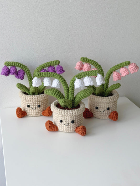 Handmade Smiling Lily of the Valley Amigurumi Potted Plant - Crochera