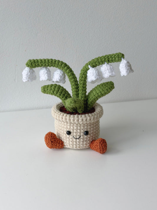 Handmade Smiling Lily of the Valley Amigurumi Potted Plant - Crochera