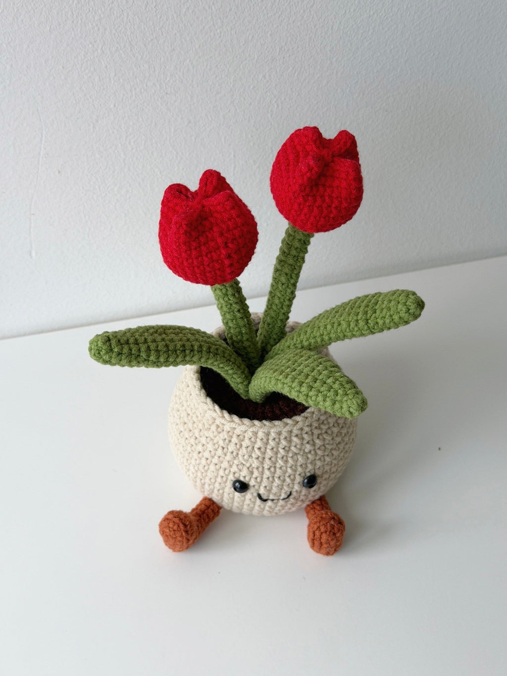 Handmade Smiling Tulip Crochet Amigurumi Potted Plant - Crochera